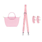 KOMHPS Purse Straps Replacement, Leather Handbag Crossbody Shoulder Strap Adjustable for S/M Longchamp Bag Women(Cherry Blossom Pink)